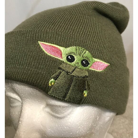 Star Wars The Child Grogu Beanie Hat Olive Green One Size L/XL Disney Parks - Picture 4 of 12
